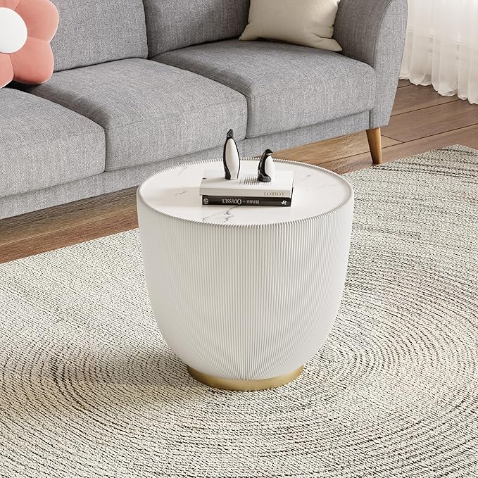 Round Marble Coffee Table Set of 2, 2 Piece Coffee Table and End Table