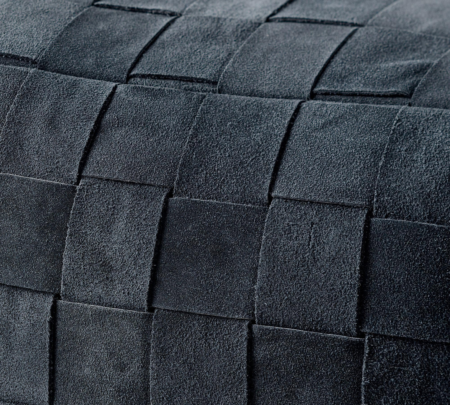 Luxury Handcrafted Suede Basketweave Pouf Ottoman – Soft & Durable Floor Cushion, Footrest, Accent Seating for Living Room, Bedroom, Office Stylish Modern Home Décor (Navy, 18" x 18" x 14")
