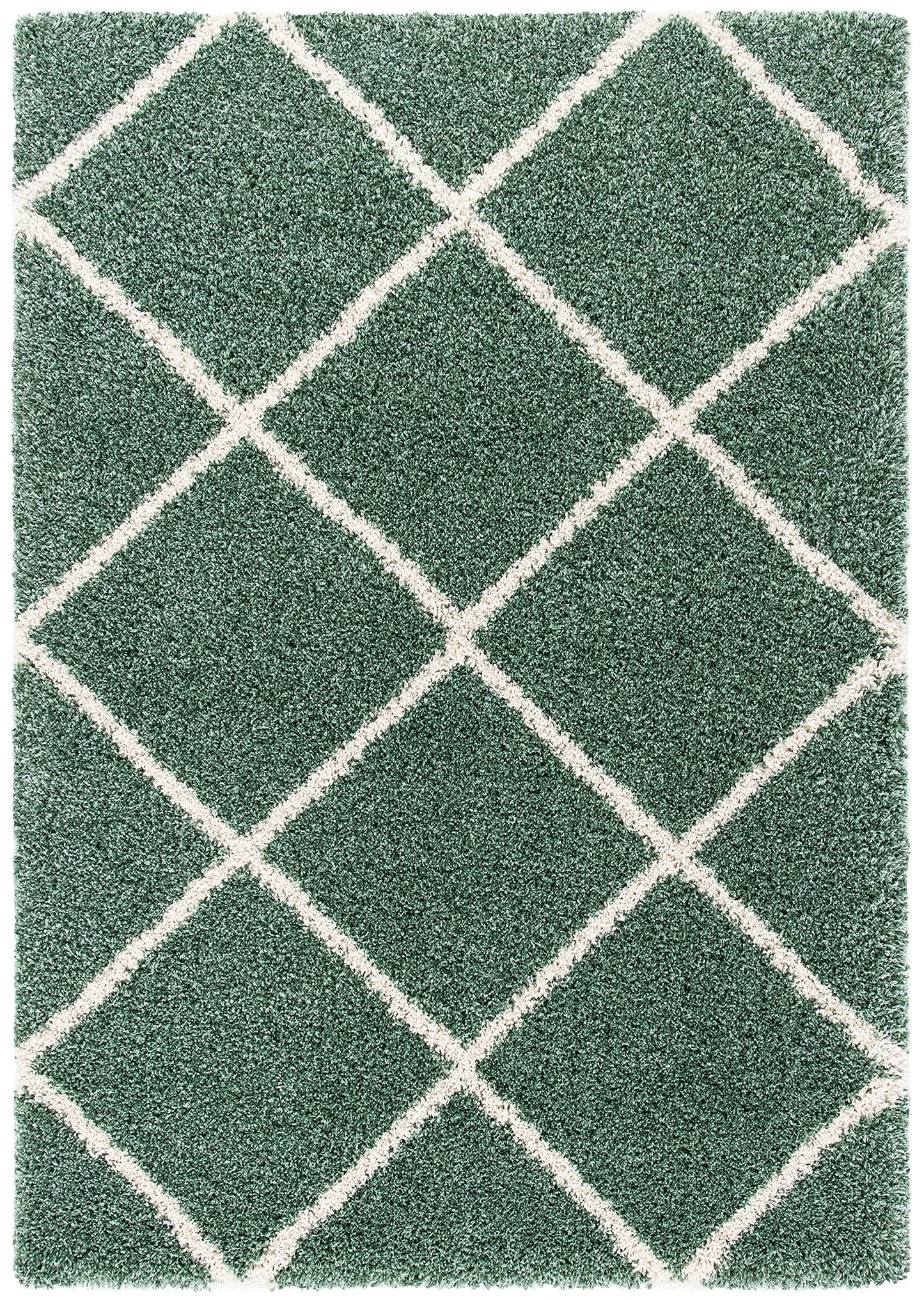 SAFAVIEH Hudson Shag Collection Accent Rug - 2' x 3', Green & Ivory, Modern Trellis Design, Non-Shedding & Easy Care, 2-inch Thick Ideal for High Traffic Areas in Foyer, Living Room, Bedroom (SGH281Y)