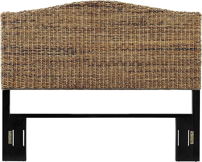 Crosley Furniture Serena Handwoven Natural Fiber Rattan Bed Headboard, Banana