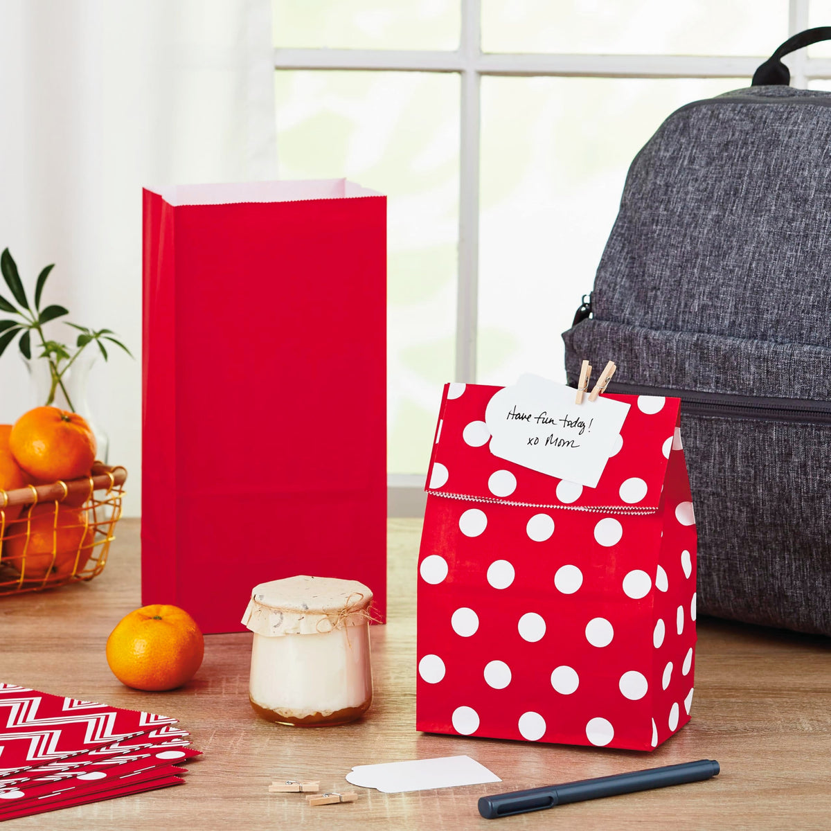 Hallmark Red Party Favor and Wrapped Treat Bags, Assorted Designs (30 Ct., 10 Each of Chevron, White Dots, Solid) for Christmas, Valentines Day, Sweetest Day, May Day, Mothers Day, Care Packages