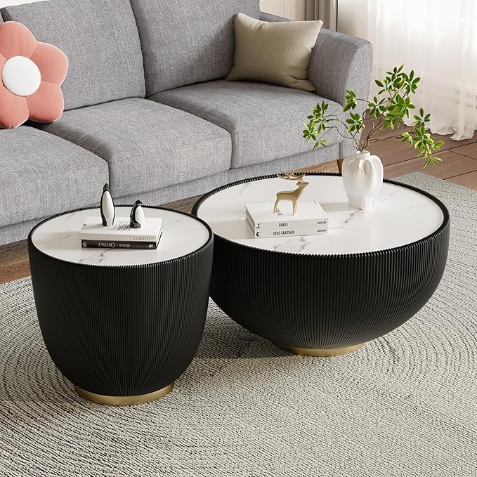 27.55" Round Marble Coffee Table