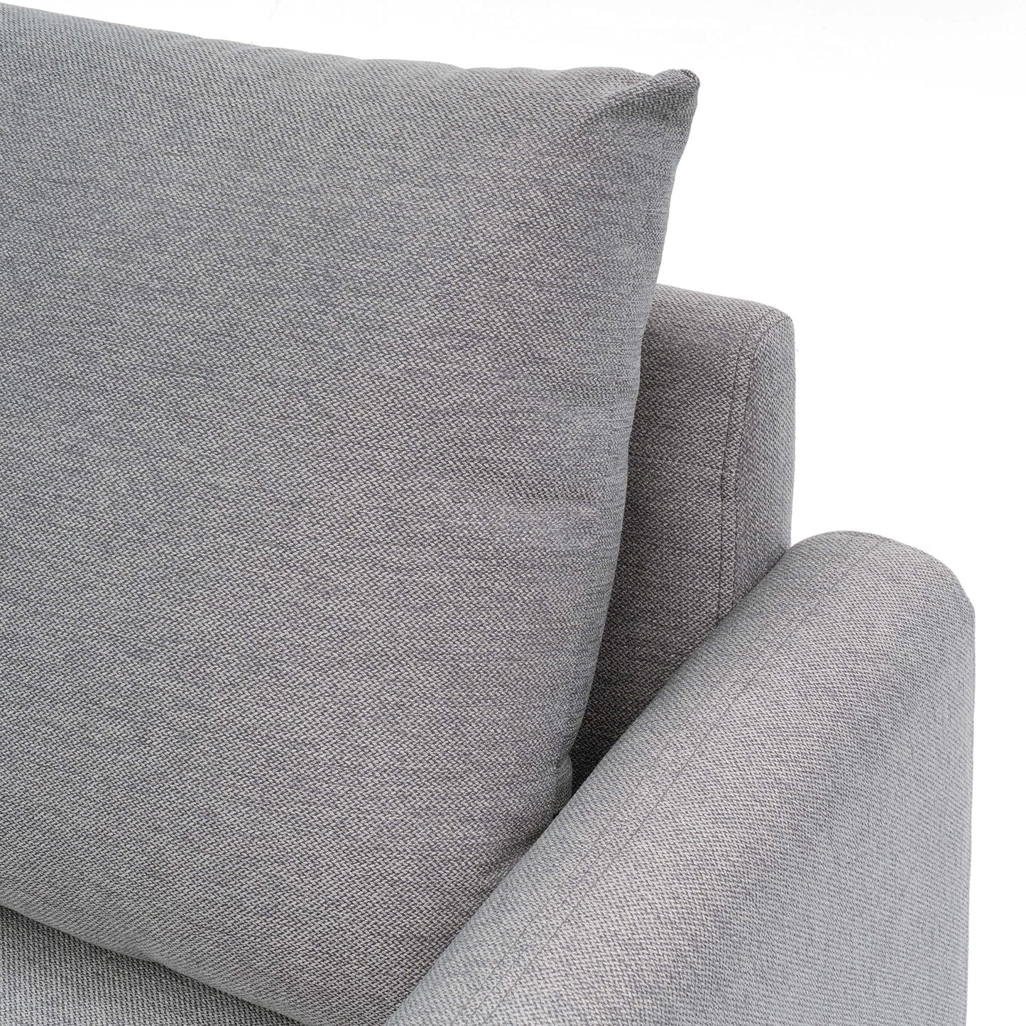 Mellow MAE Mid-Century Modern Curved Arm Sofa with Solid Wood Legs, Light Grey