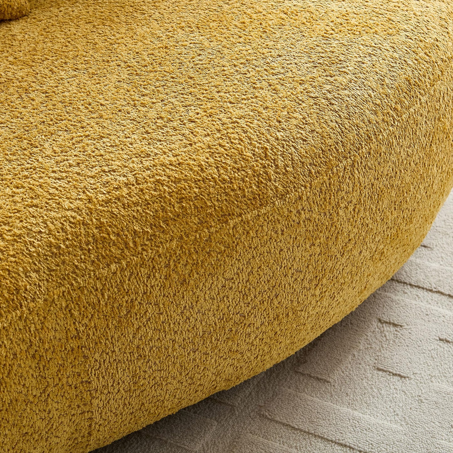 BBTJOINT Modern Curved Bubble Sofa, Mustard Yellow loveseat Sectional,Upholstered Couch, Contemporary Design,Minimalist 102 '' Chaise for Living Room, Boucle Fabric Deep Seat
