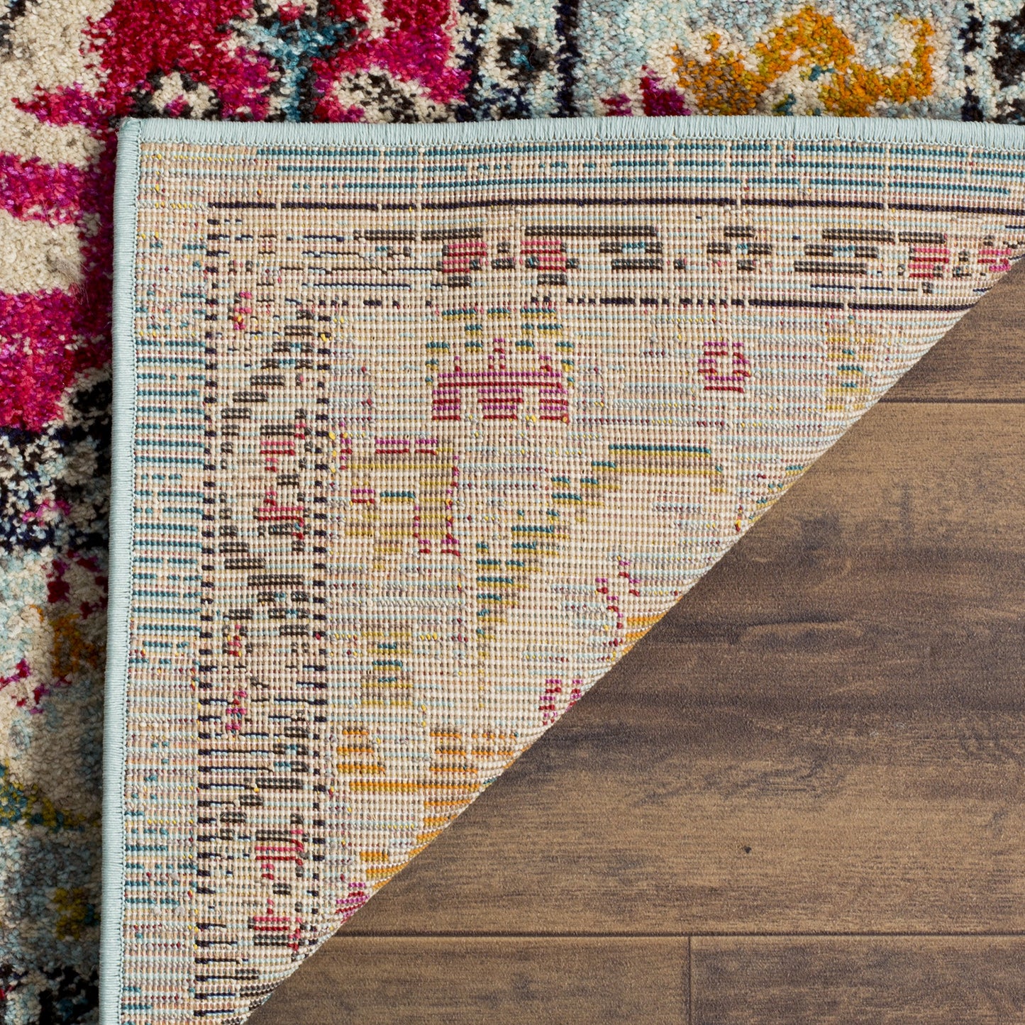 SAFAVIEH Monaco Collection Runner Rug - 2'2" x 14', Light Blue & Fuchsia, Non-Shedding & Easy to Clean, Distressed Medallion Design, Ideal for Hallway, Foyer, Entryway, Kitchen, Bedroom (MNC243J)