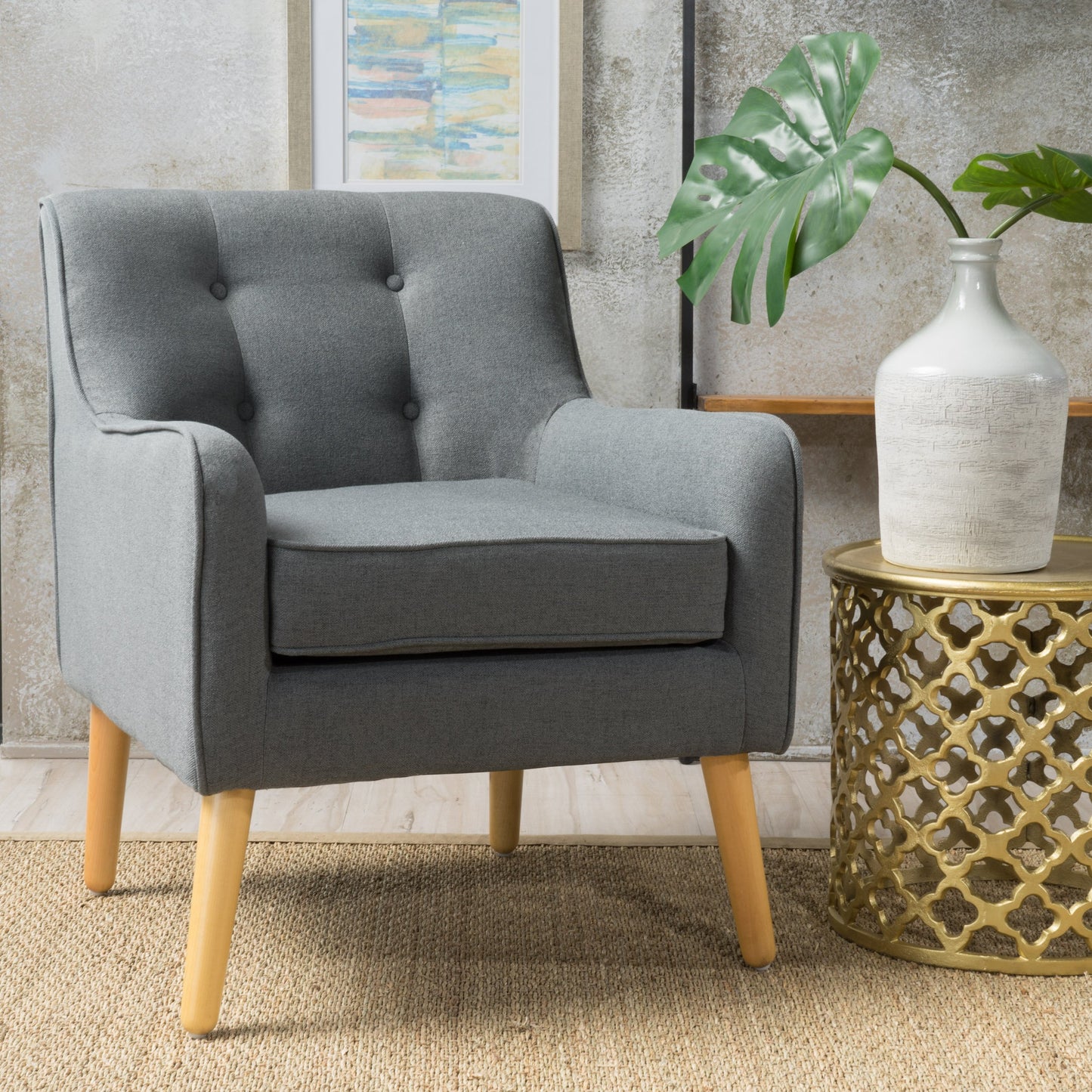 Christopher Knight Home Felicity Mid-Century Fabric Arm Chair, Charcoal 29.5D x 25W x 30.5H Inch