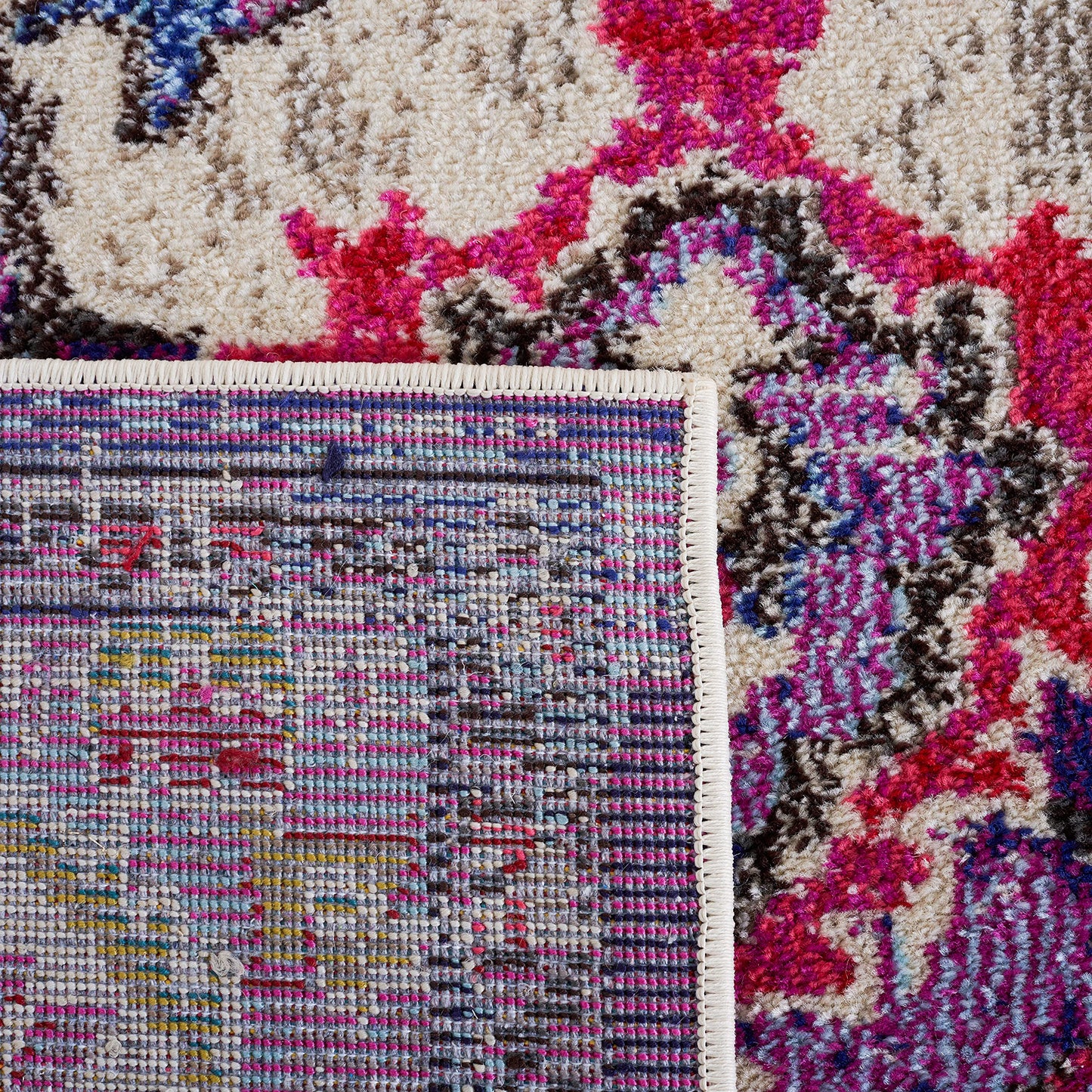 SAFAVIEH Monaco Collection Area Rug - 2'2" x 4', Violet & Fuchsia, Non-Shedding & Easy to Clean, Distressed Medallion Design, Ideal for Front Door, Kitchen, Entryway, Accent Space (MNC243P)