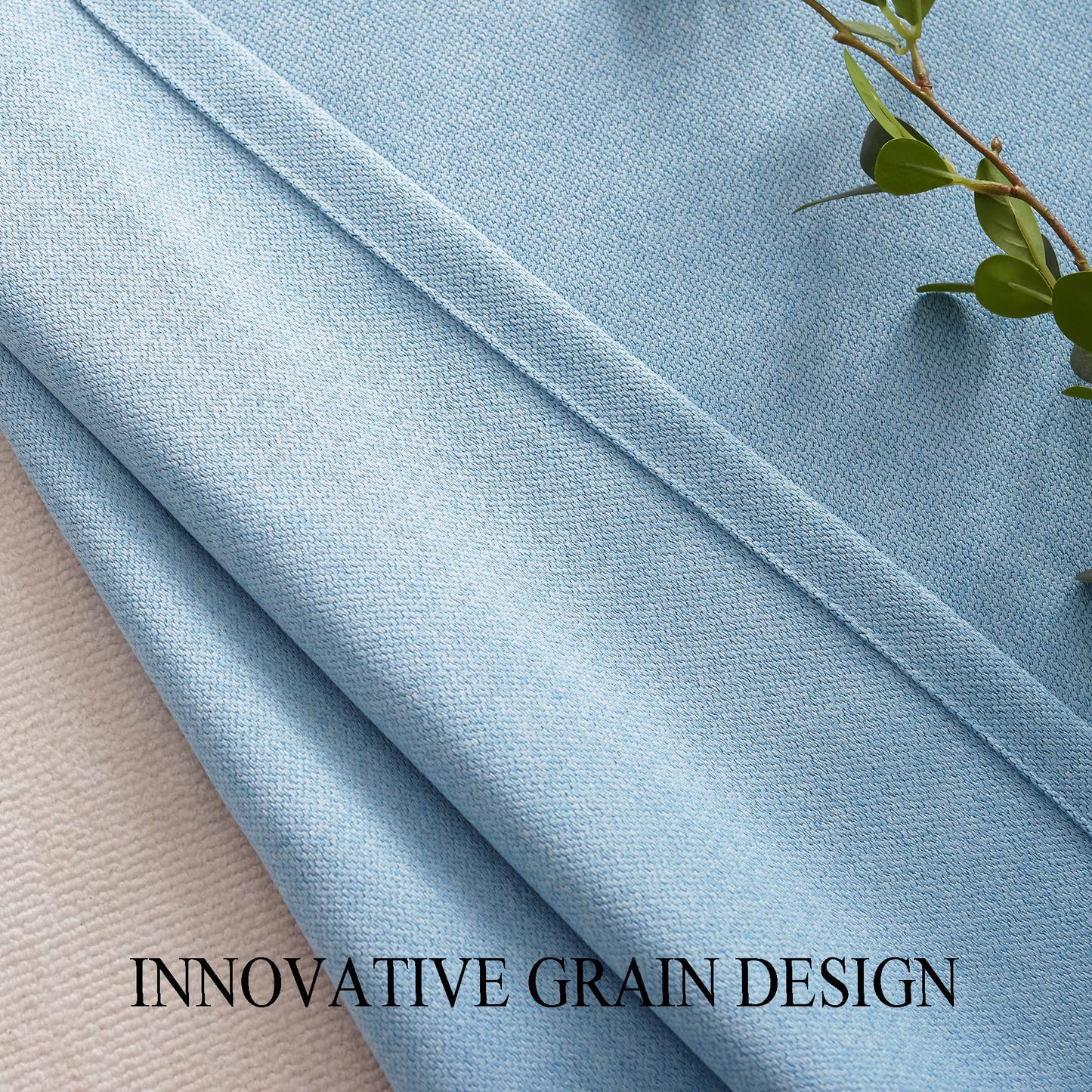 Sanceor Blackout Extra Long Faux Linen Curtain 12ft Length,Grommet on Top, 2 Story House Drapery for High Ceiling,Tall Window,Great Room(Light Blue,1 Panel,52 x 144 Inch)