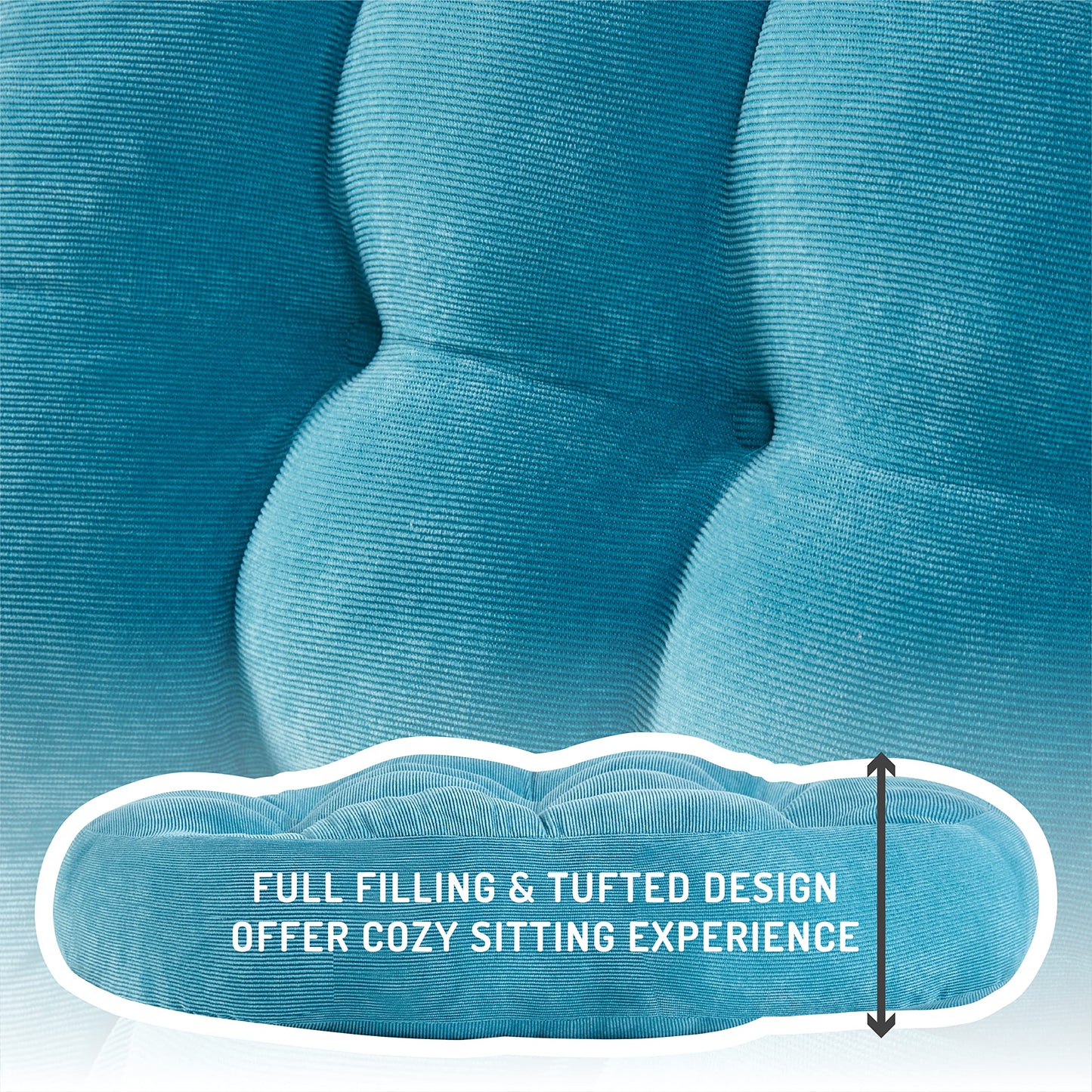 Degrees of Comfort Meditation Floor Pillow, Round Large Pillows Seating for Adults, Tufted Corduroy Thick Cushion for Living Room Tatami, Turquoise, 22 Inch Single