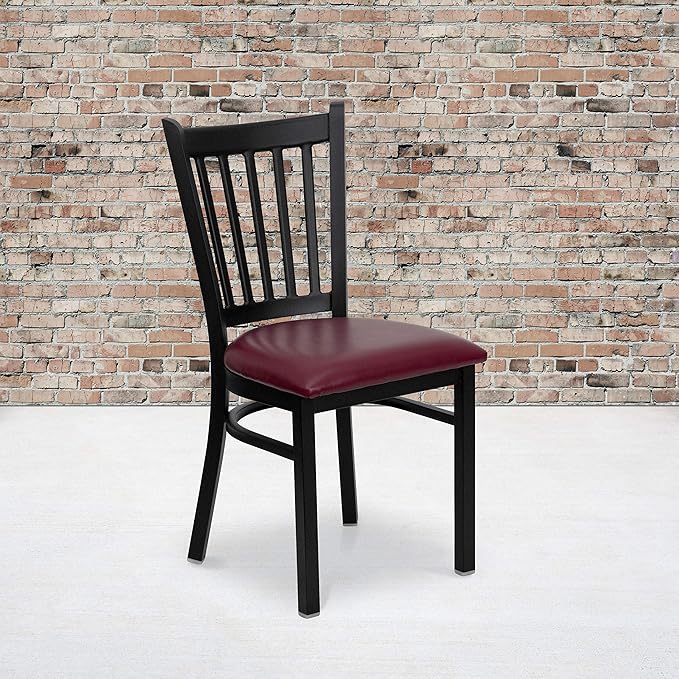 Flash Furniture 2 Pack HERCULES Series Black Vertical Back Metal Restaurant
