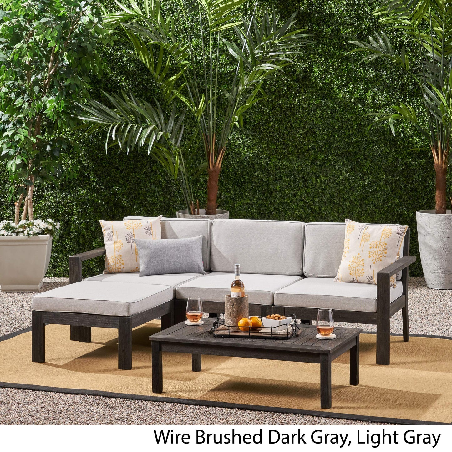 Great Deal Furniture 309362 Sofa Sets, Wire Brushed Dark Gray, Light Gray
