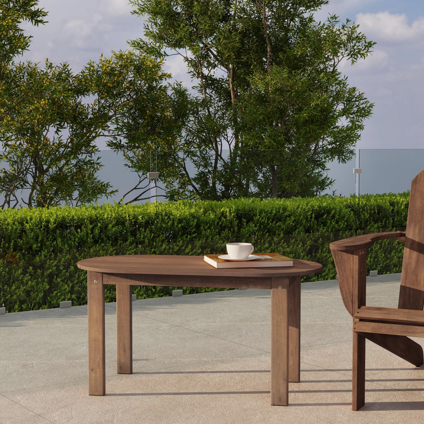 Linon Coffee Table, 18.11D x 35.24W x 18.11H in, Acorn