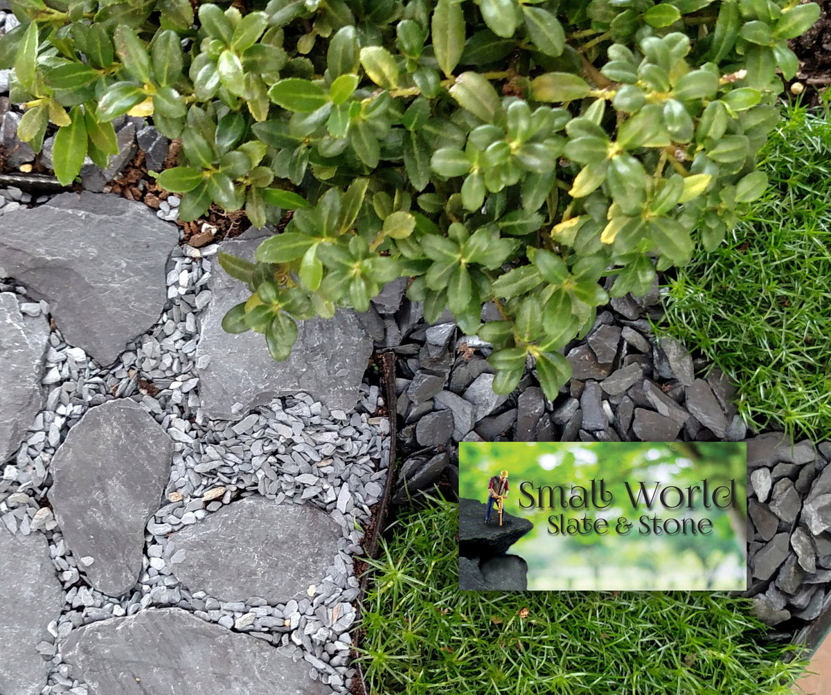Natural Slate Stone 1 to 3 Inches - USA Sourced and Packaged for Aquascaping Aquariums, Terrariums, Paludariums, Reptile Enclosures, Wargaming, Models, Mosaic Art, Miniature Fairy Gardens (2lbs Grey)