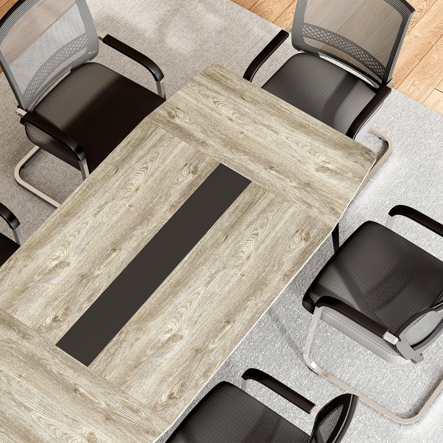 LITTLE TREE 6 FT Conference Room Table, 70.86L x 35.43W x 29.52H Inches Boat Shaped Meeting Seminar Boardroom Table. Gray