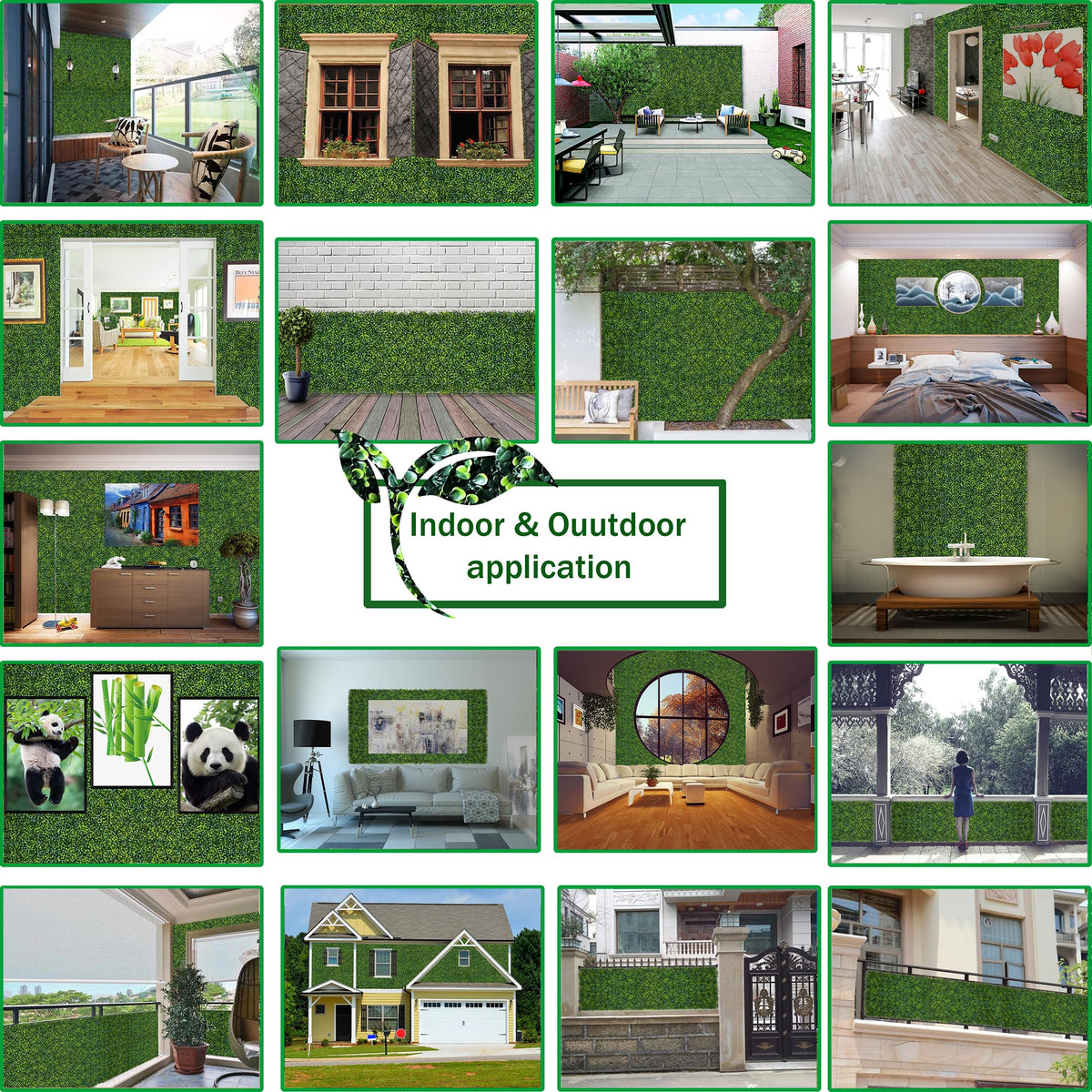 ODTORY Artificial Boxwood Roll Panels: 5FT X 10FT (50 sqft) UV-Anti Artificial Ivy Privacy Fence Wall Screen for Indoor Outdoor Green Grass Wall Decor & Ivy Fence Covering Privacy
