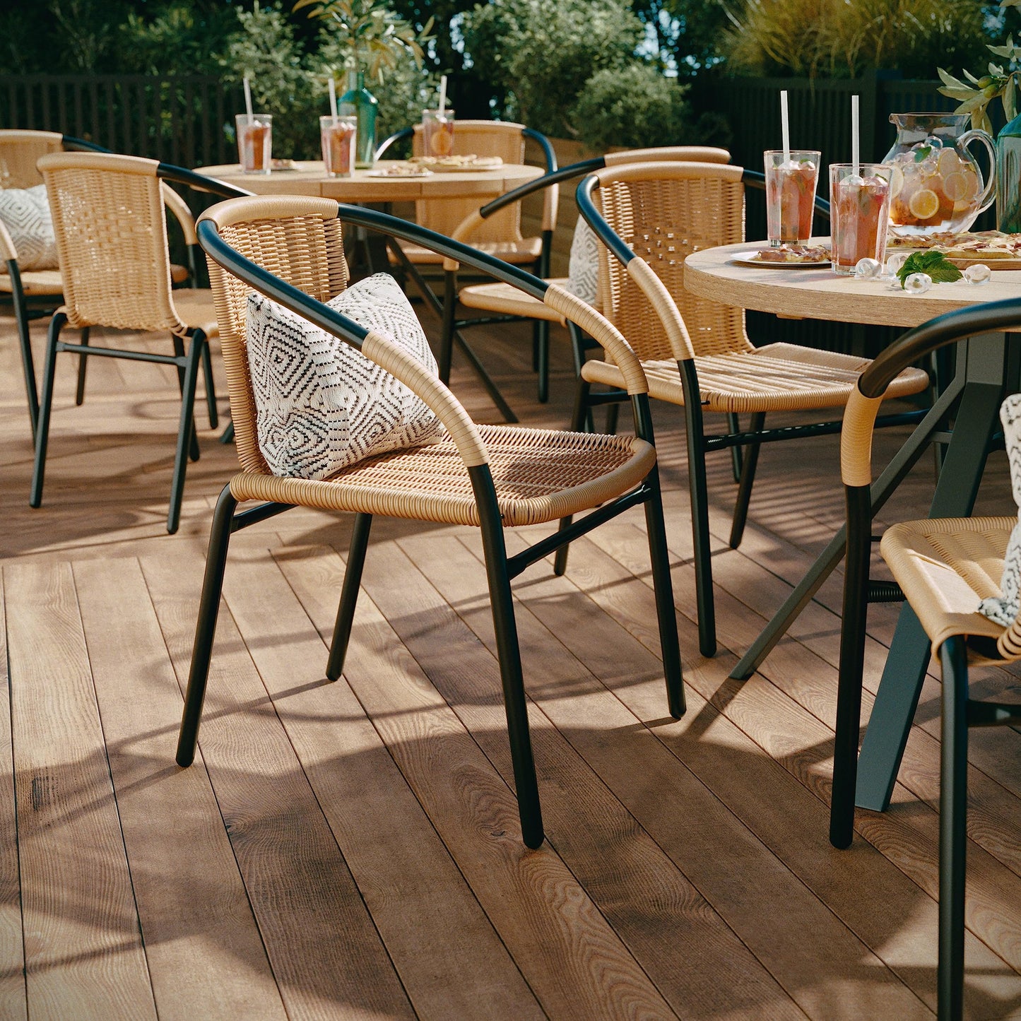 Flash Furniture Lila 4 Pack Beige Rattan Indoor-Outdoor Restaurant Stack Chair | Versatile and Stylish Seating