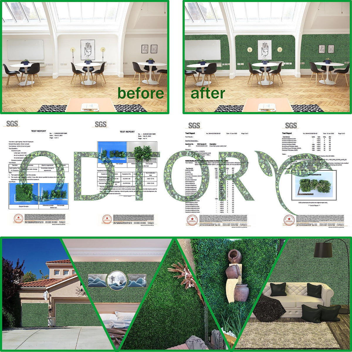 ODTORY Artificial Grass Wall Panel Backdrop,10 X 10 in 24P(16.8 sqft) UV-Anti Greenery Boxwood Panels for Indoor Outdoor Green Wall Decor & Ivy Fence Covering Privacy