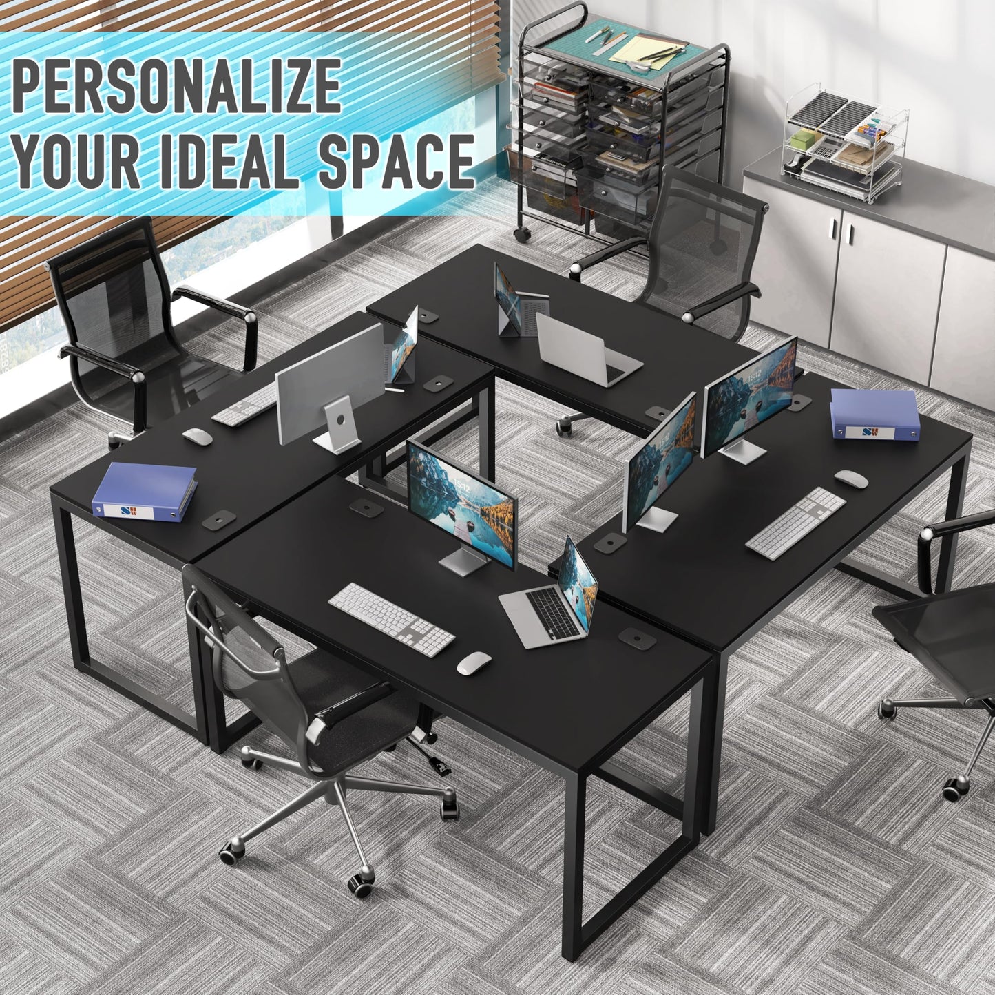 SHW 55-Inch Commercial-Grade Office Computer Desk, Black