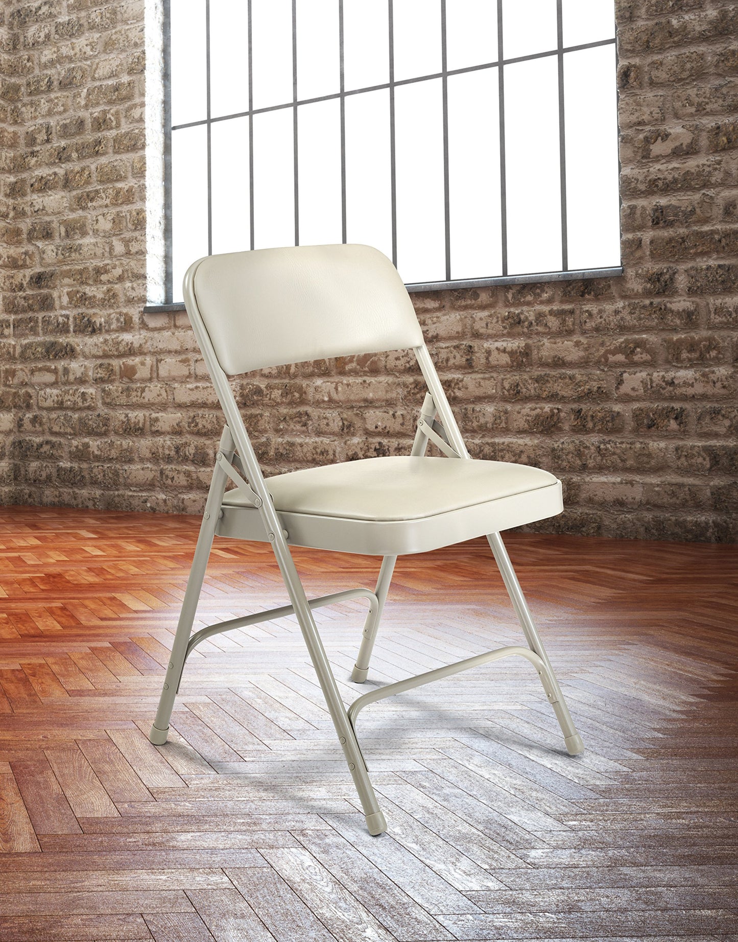 Premium Padded Portable Folding Chairs by National Public Seating – 1200 Series Upholstered, Heavy-Duty Foldable Chairs for Indoor & Outdoor Use – Set of 4, Comfortable & Durable, Warm Gray