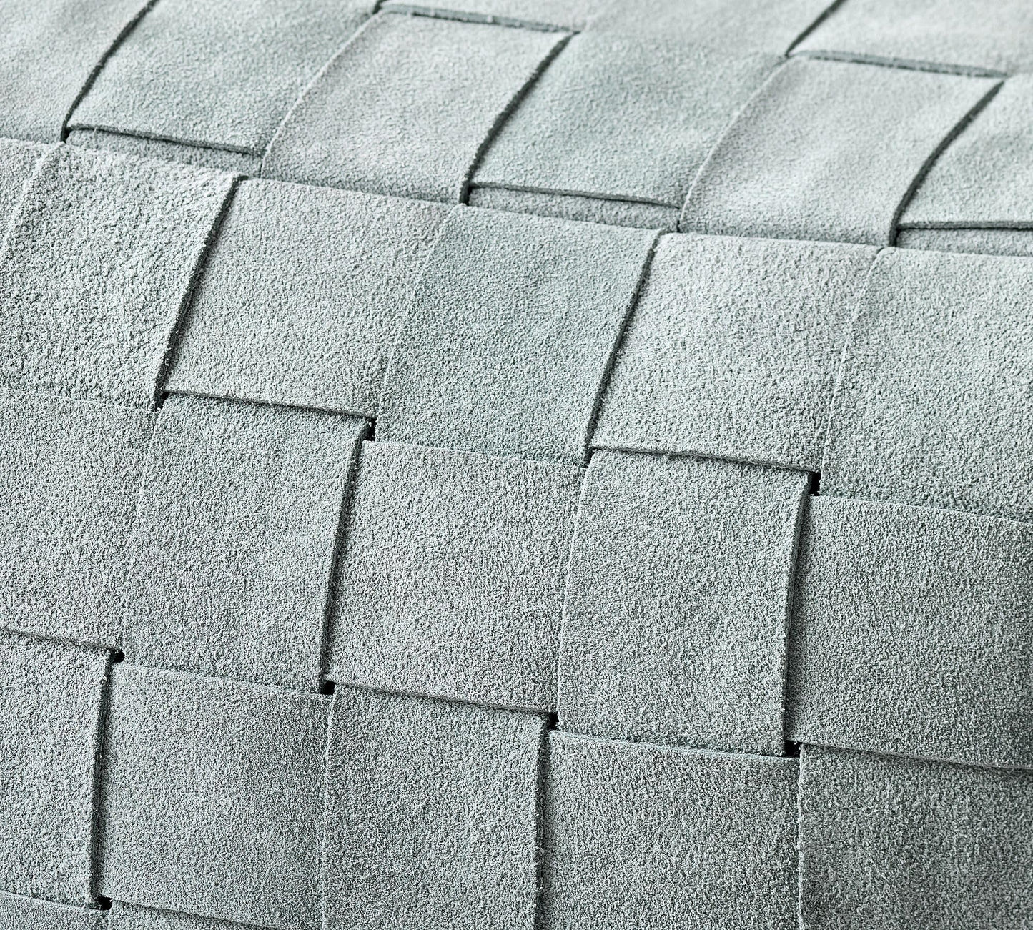 Luxury Handcrafted Suede Basketweave Pouf Ottoman – Soft & Durable Floor Cushion, Footrest, Accent Seating for Living Room, Bedroom, Office Stylish Modern Home Décor (Chambray, 18" x 18" x 14")