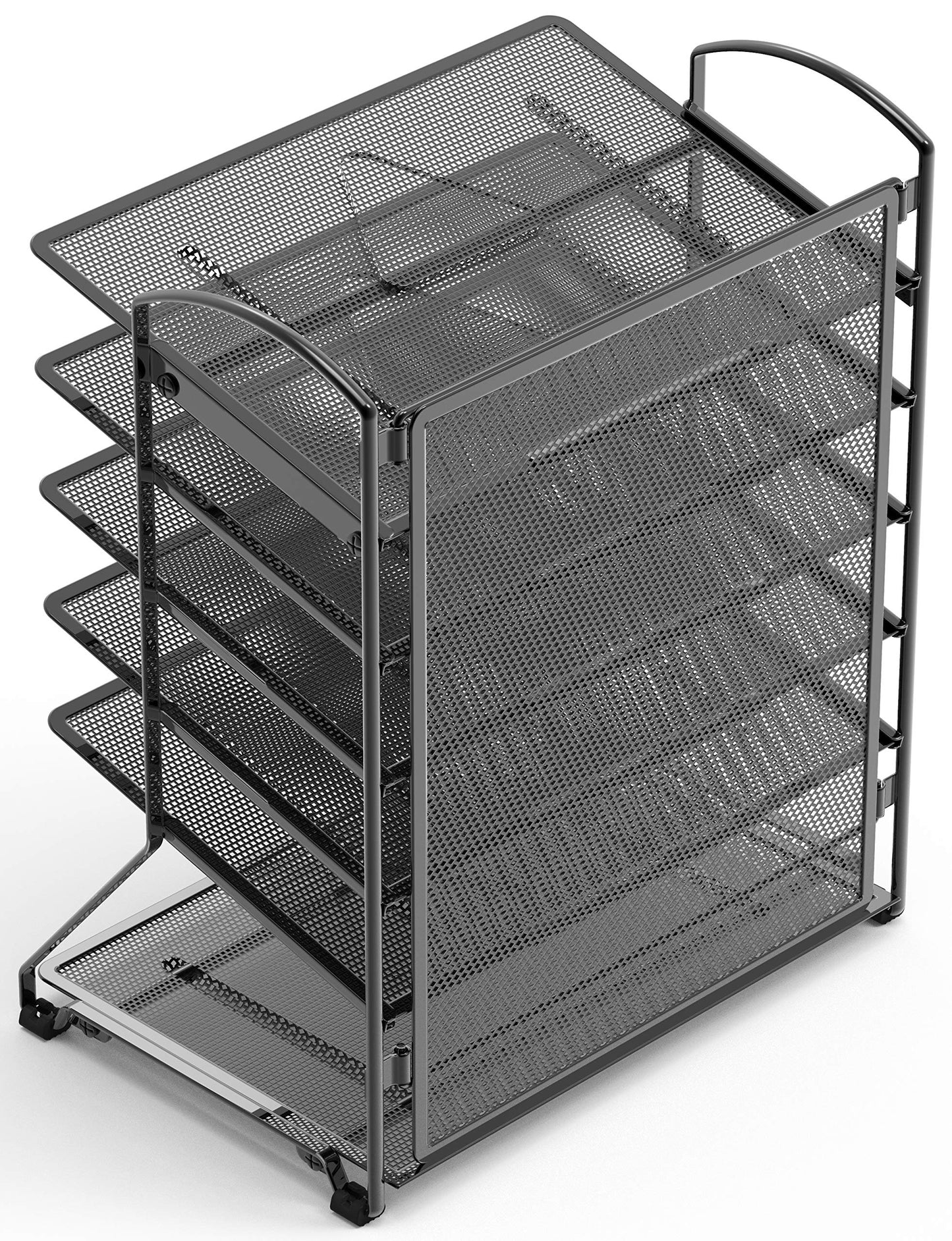 Simple Houseware 6-Tier Sliding File Organizer, Desk Letter Tray for Document and Mail Sorting, Black
