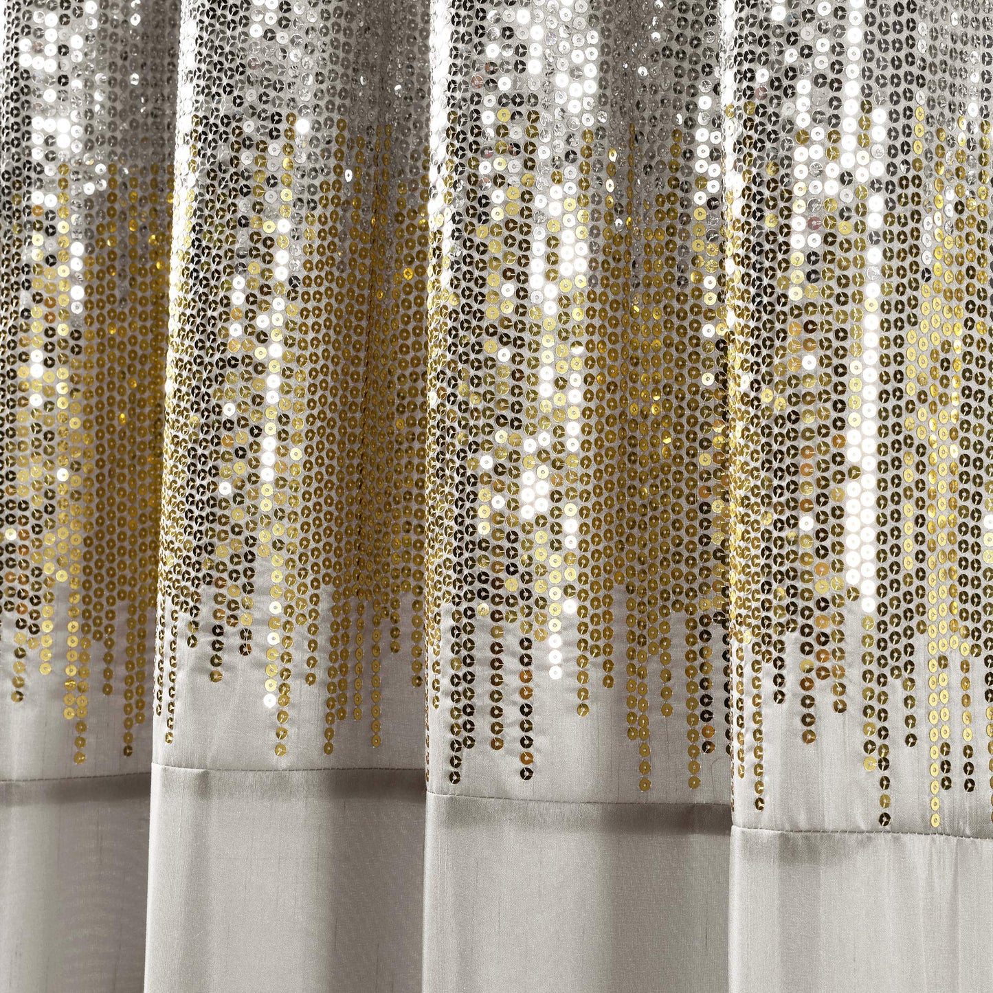 Lush Decor Night Sky Window Curtain Panel, Single 42"W x 84"L Yellow & Gray - Sequin Backdrop Curtain - Room Darkening Curtains For Bedroom - Glam Decor