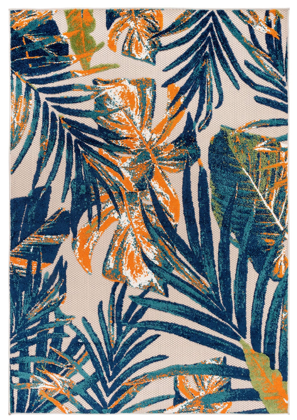 Rugshop Tropical Floral Leaves Indoor/Outdoor Area Rug Durable Polypropylene, Non-Shedding, Easy to Clean, Perfect for Patio, Backyard, Deck and Outdoor Lounge, High Traffic Areas, 5' x 7'