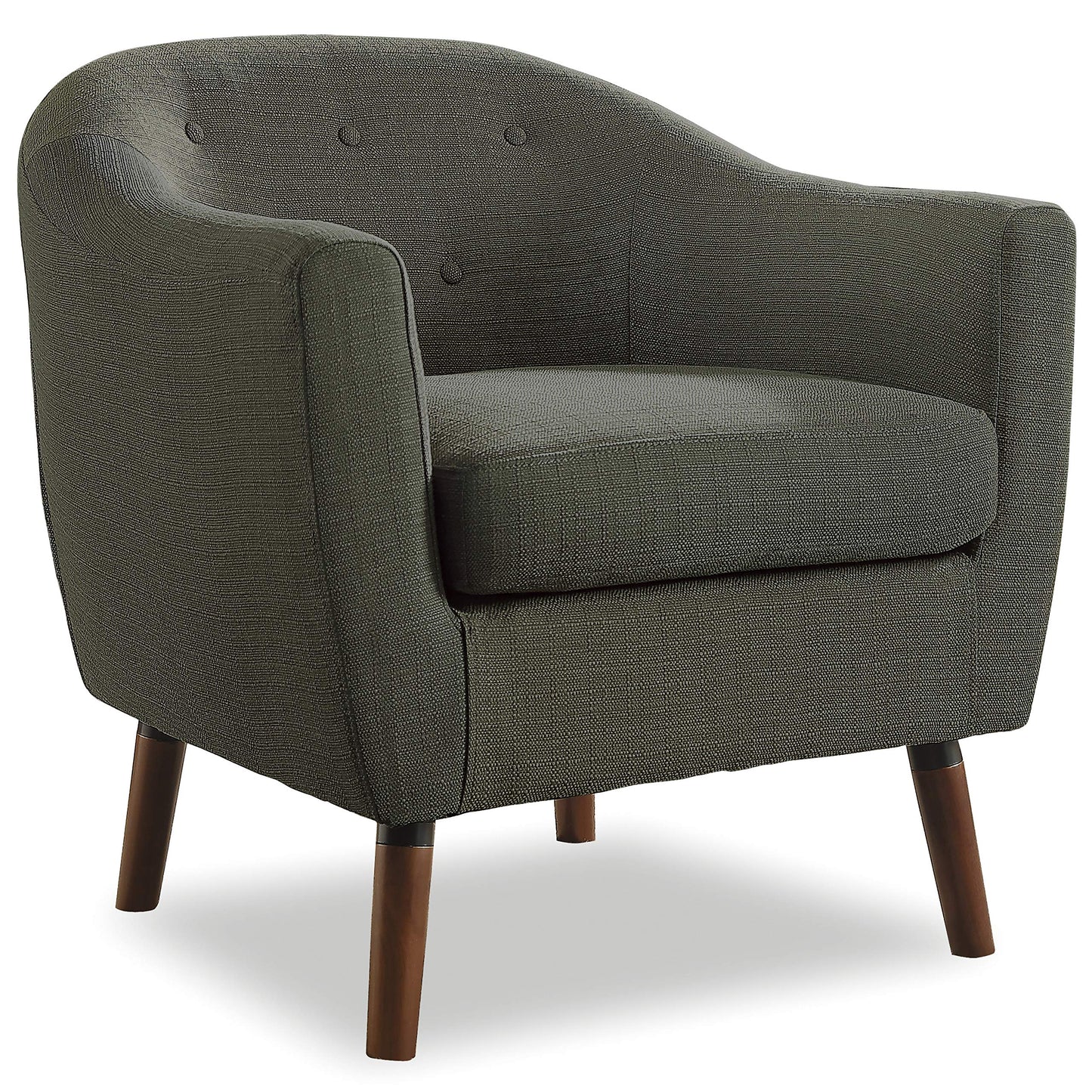 Homelegance Lucille Modern Accent Chair, Upholstered Reading Chair with Button-Tufted Back, Sloped Arms, Removable Seat Cushion Cover and Espresso Wood Legs, for Living Room, Bedroom or Office, Gray