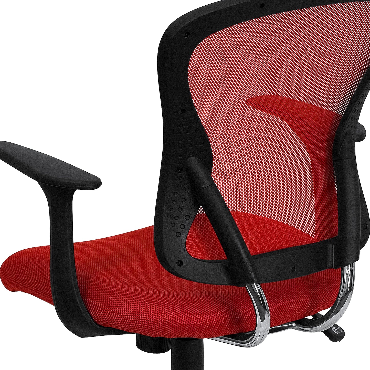 Flash Furniture Alfred Mid-Back Red Mesh Swivel Task Office Chair with Chrome Base and Arms
