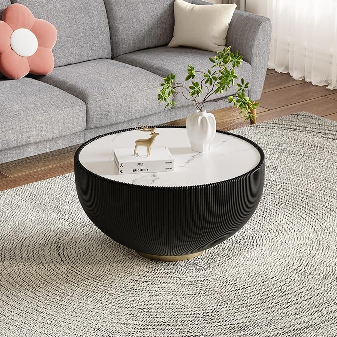 27.55" Round Marble Coffee Table