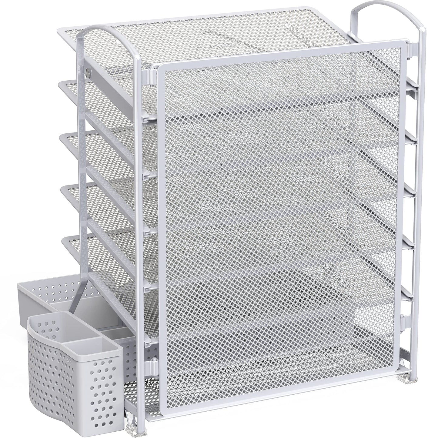 Simple Houseware 6-Tier Desk Document File Tray Organizer with Sliding Drawer, Silver