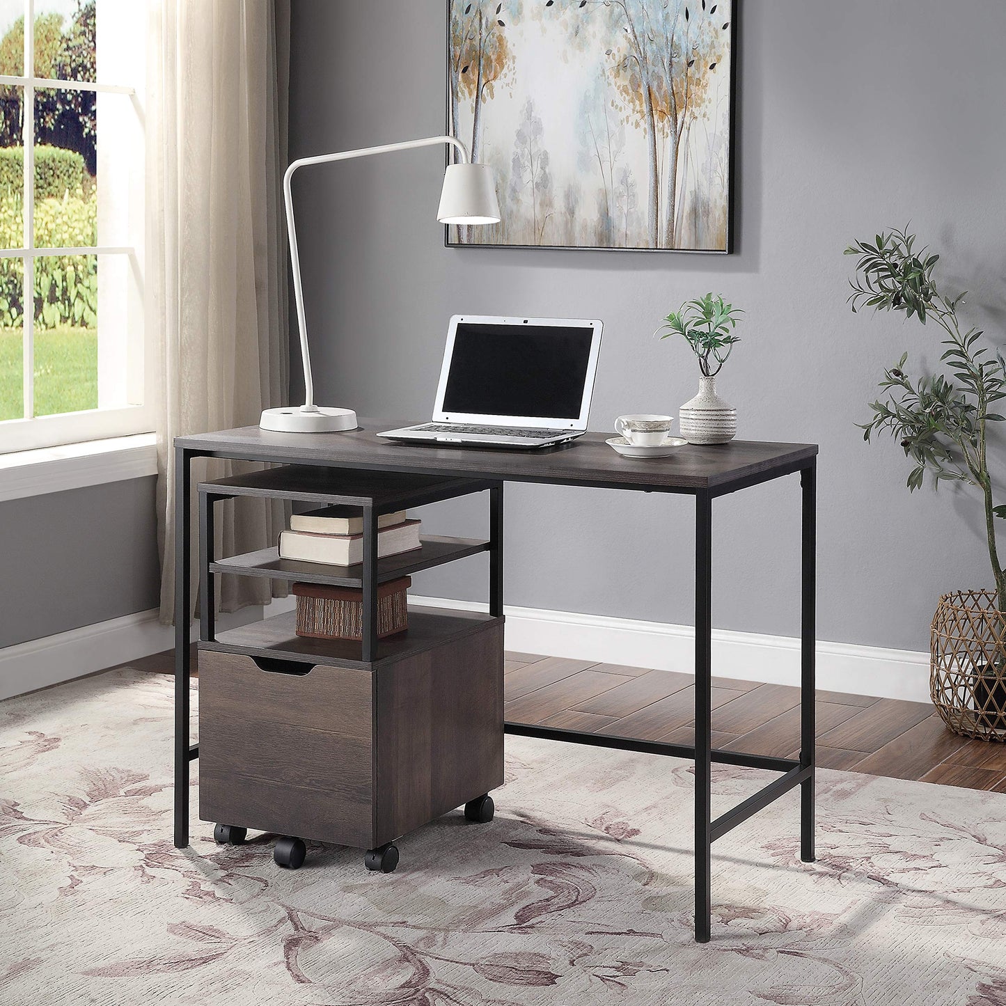 OSP Home Furnishings Contempo 42-Inch Desk, Ash