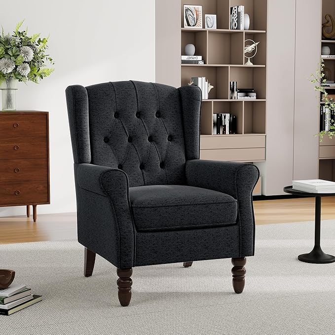 Mid-Century Modern 2-Piece Wingback Chair Set