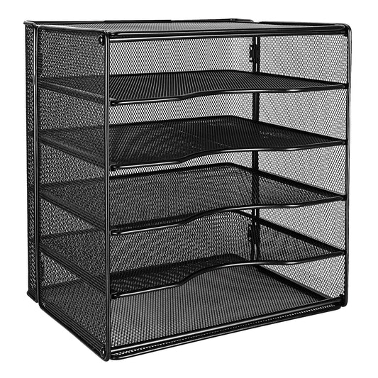 Amazon Basics 5-Tier Mesh Desk Organizer, File Holder, Paper Sorter for Office Supplies, Mail, Documents, 13.6 x 9.5 x 12.8 inches, Black