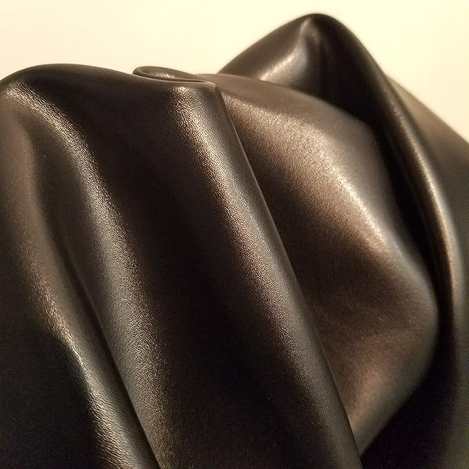 NAT Leathers | Black Soft Faux Vegan Leather PU | 1 Yard Cut by The Yard |
