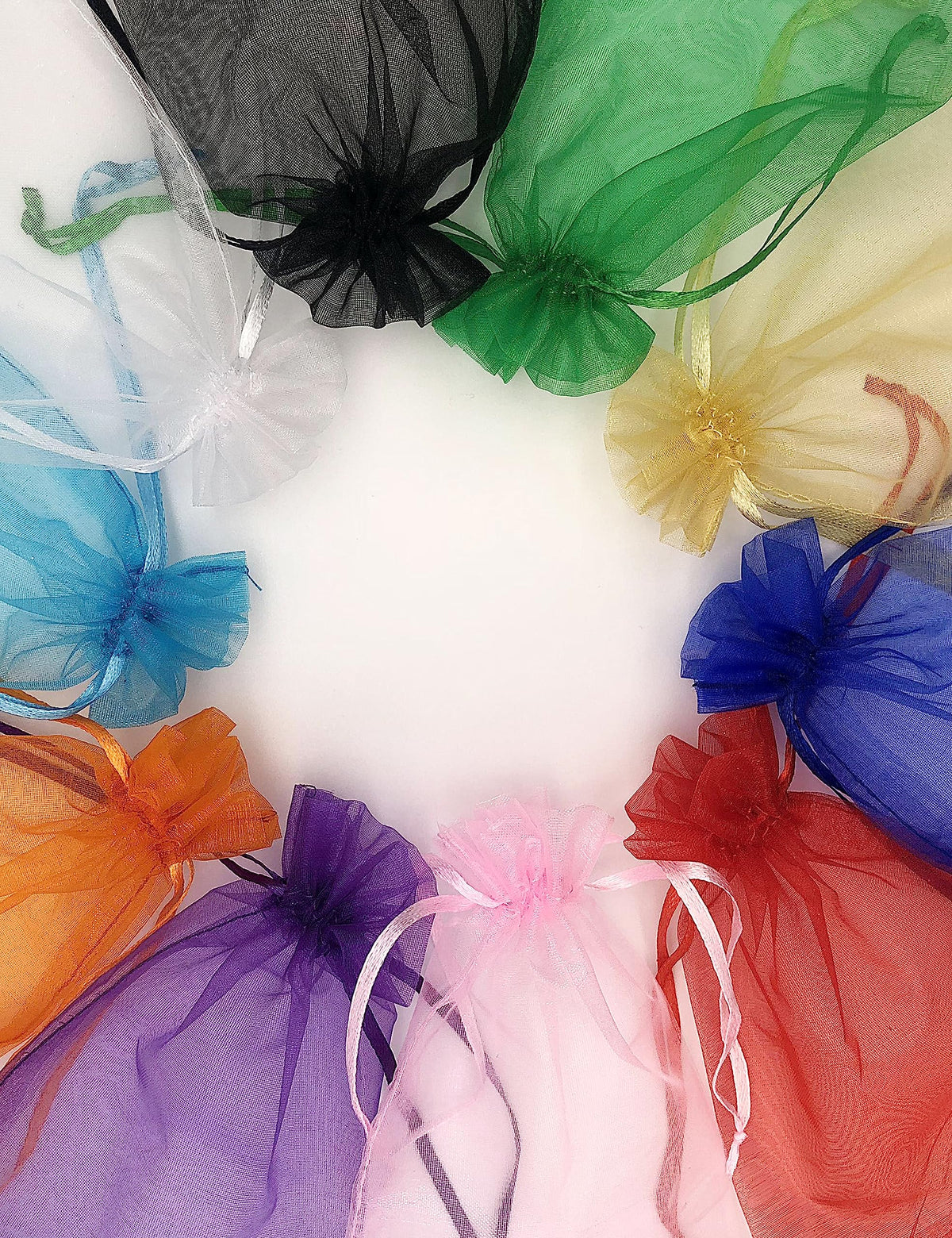 Jexila 120PCS Sheer Organza Bags 5X7 inches Mesh Drawstring Gift Bags Small for Jewelry Wedding Party Baby Shower Favor Bags (Rainbow )