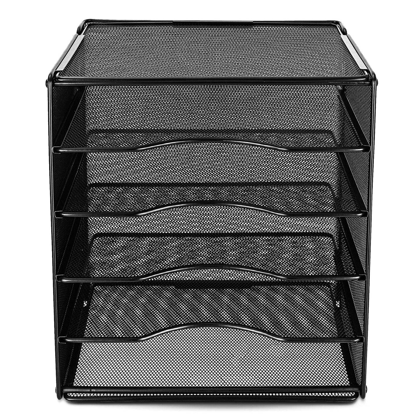 Amazon Basics 5-Tier Mesh Desk Organizer, File Holder, Paper Sorter for Office Supplies, Mail, Documents, 13.6 x 9.5 x 12.8 inches, Black
