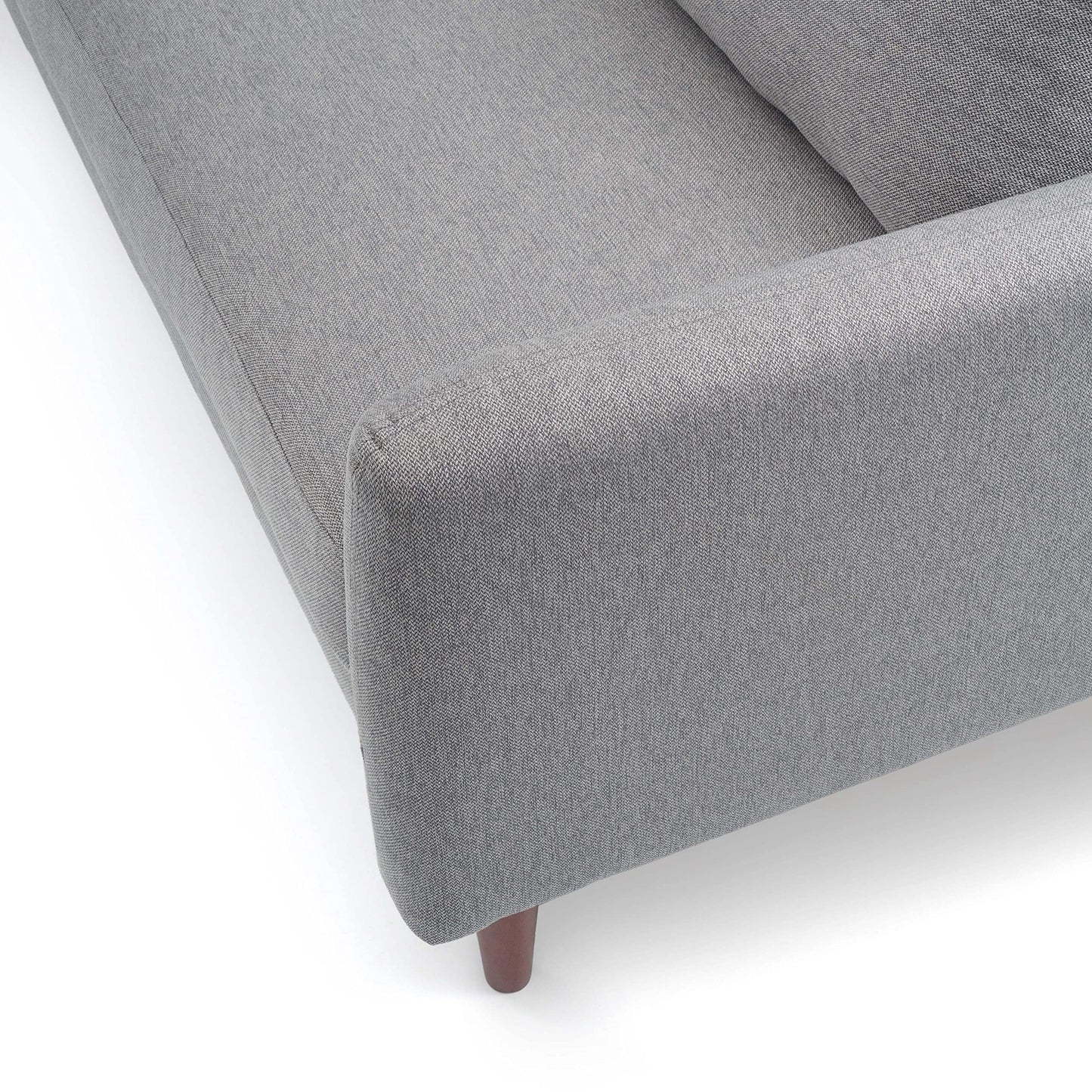 Mellow MAE Mid-Century Modern Curved Arm Sofa with Solid Wood Legs, Light Grey