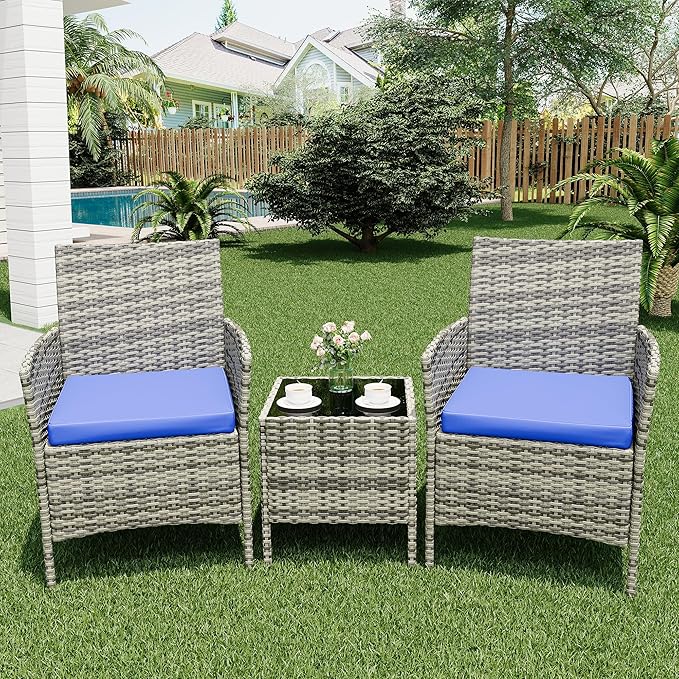 GarveeLife 3-Piece Patio Furniture Set, Rattan Outdoor Furniture
