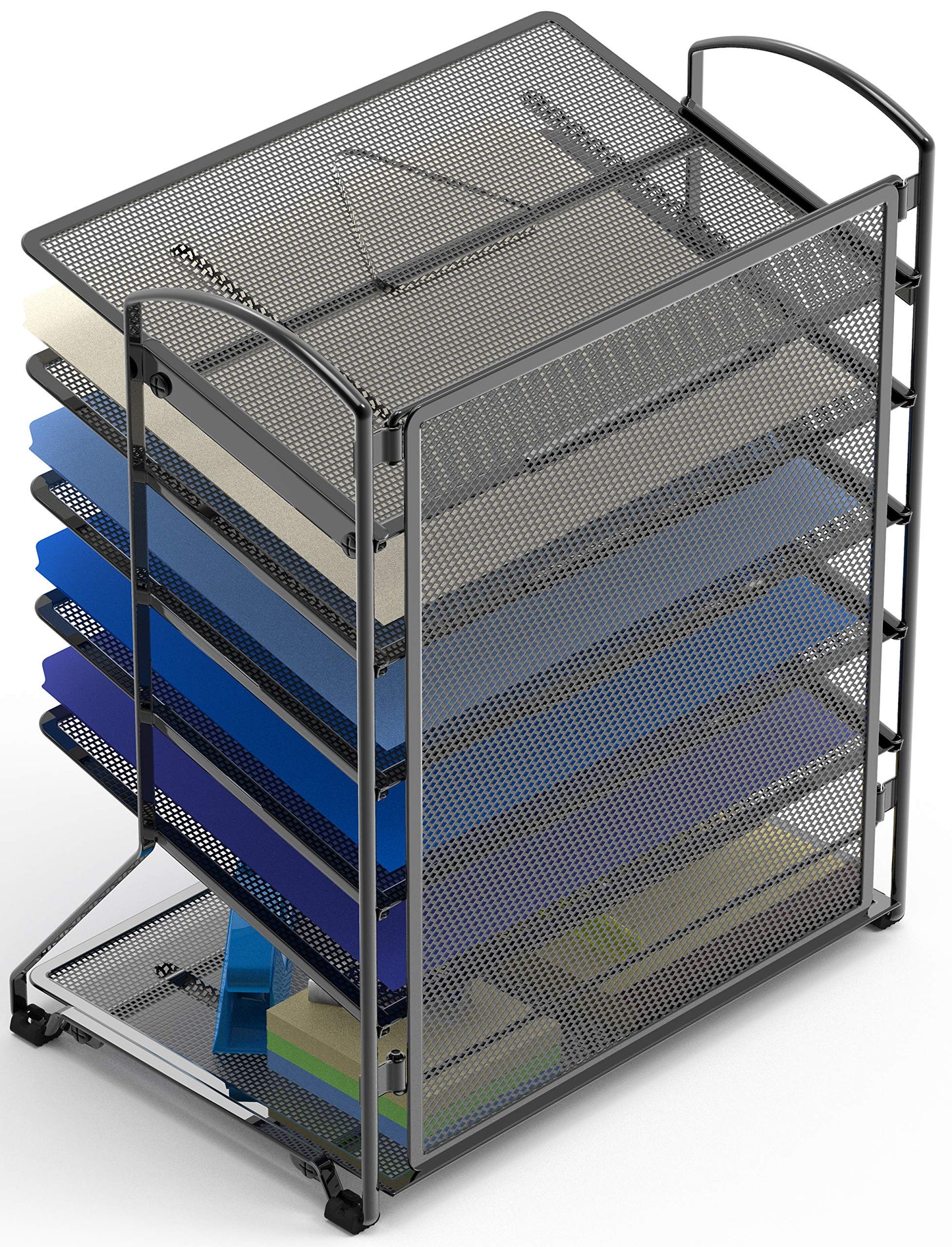 Simple Houseware 6-Tier Sliding File Organizer, Desk Letter Tray for Document and Mail Sorting, Black