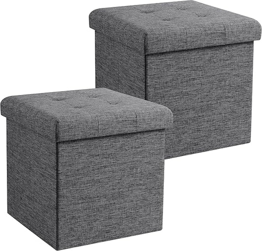 Ornavo Home 2 Pack 15 Inch Folding Storage Ottoman