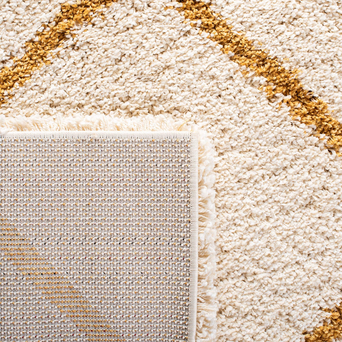 SAFAVIEH Accent Rug 2'x3' - Hudson Shag Collection - Trellis Design, Ivory & Gold, Ultra Plush Thick Pile, Ideal for Bedroom, Nursery, Living Room (SGH281E)
