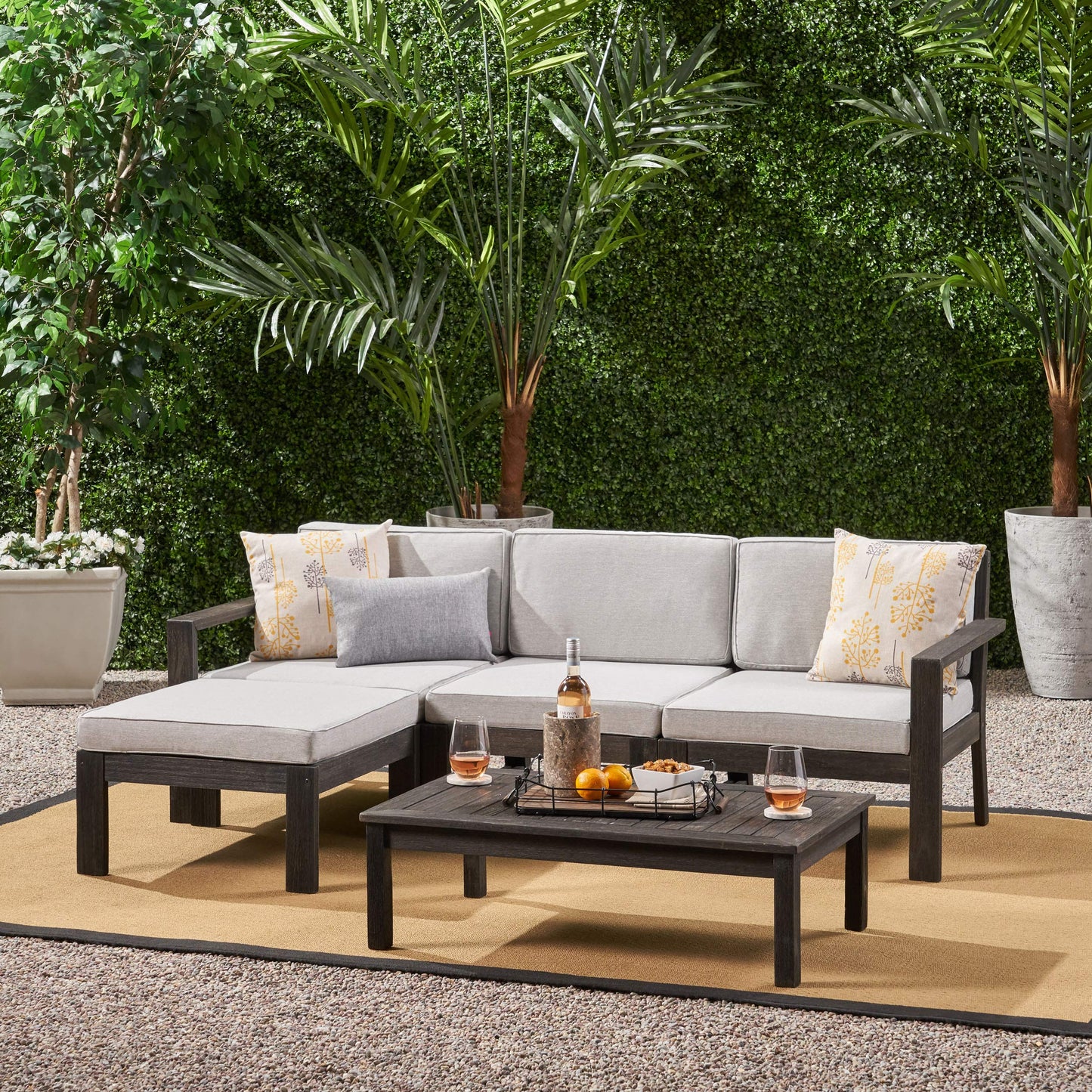Great Deal Furniture 309362 Sofa Sets, Wire Brushed Dark Gray, Light Gray